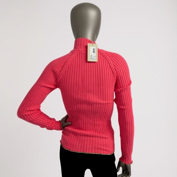 Ramy Brook Ribbed Knit Turtle Neck Long Sleeve Sweater top Size XS Pink NWT - Picture 2 of 6